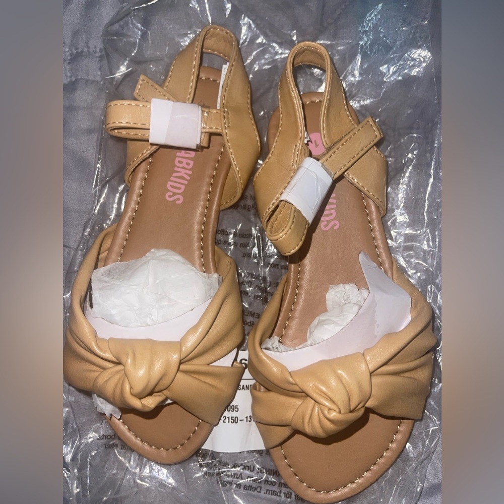 Fab Kids- Girls Double Knot Sandals | Tan | size 1